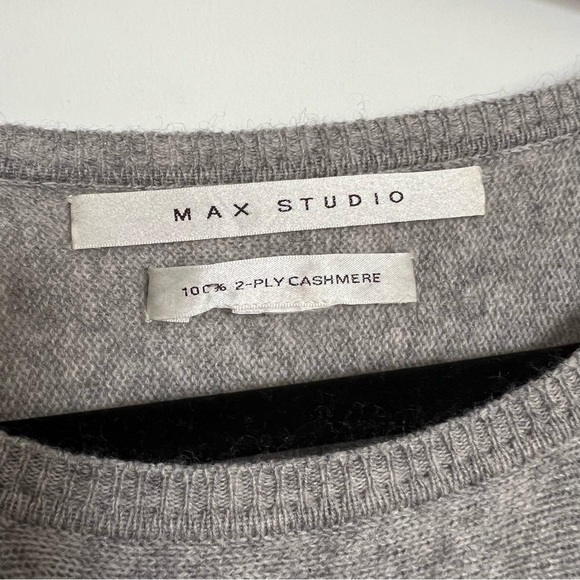 🐑 Max studio / cashmere 2 ply casual long sleeve grey sweater - Picture 3 of 8